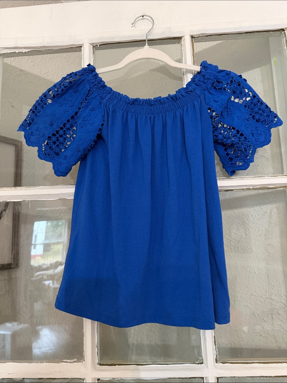 Lilly Pulitzer Women’s Off-Shoulder Eyelet Sleeve Top - Royal Blue